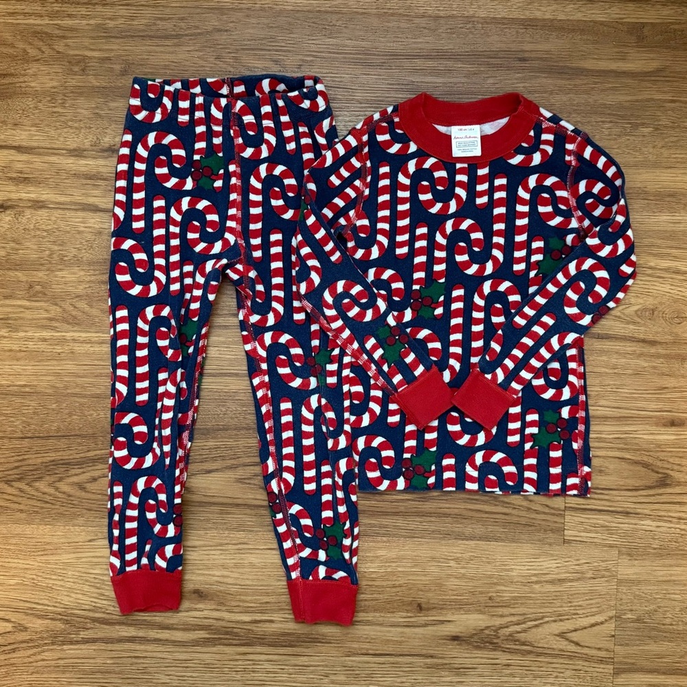 Hanna Andersson Festive Candy Cane Long John Pajama Set